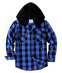 ZITY Men's Flannel Hoodie Shirts Casual Button Down