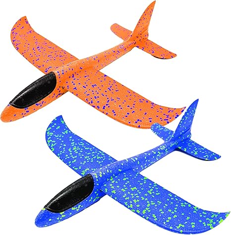 Amazon Tommyfield 手投げ飛行機 飛行機 戦闘機 グライダー 投げる 手投げ おもちゃ 外 発砲 飛ぶ 柔らかい 子供 2個 セット 青 橙 プラモデル 通販