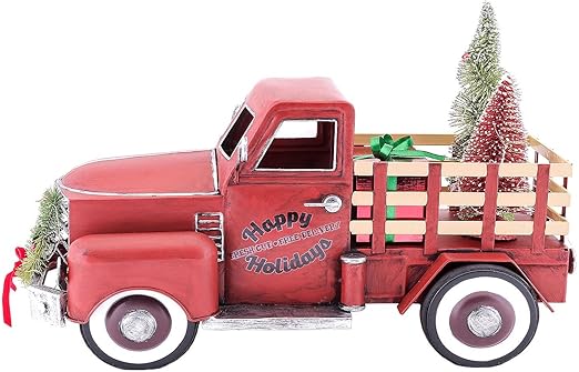 metal truck with christmas tree