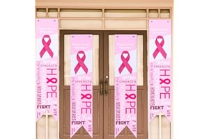 SHAPPY 4 Pieces Breast Cancer Banner Breast Cancer Awareness Accessories Decorations Porch Sign Background for Party Breast Cancer Awareness Event