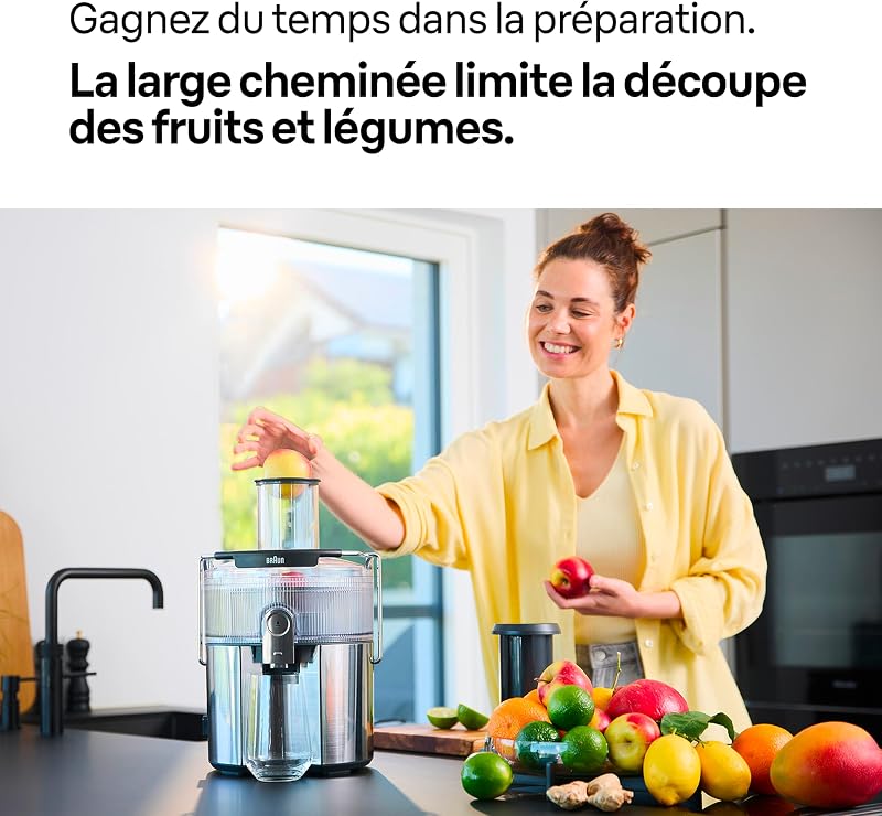 MultiJuice 7 SJ7000, Centrifugeuse Technologie ColdXtract, Ouverture Remplissage 75mm, Récipient Jus 2L, Système Anti-Goutte, Système Sécurité Quadruple, Filtre Acier Inoxydable, 1000W, Gris