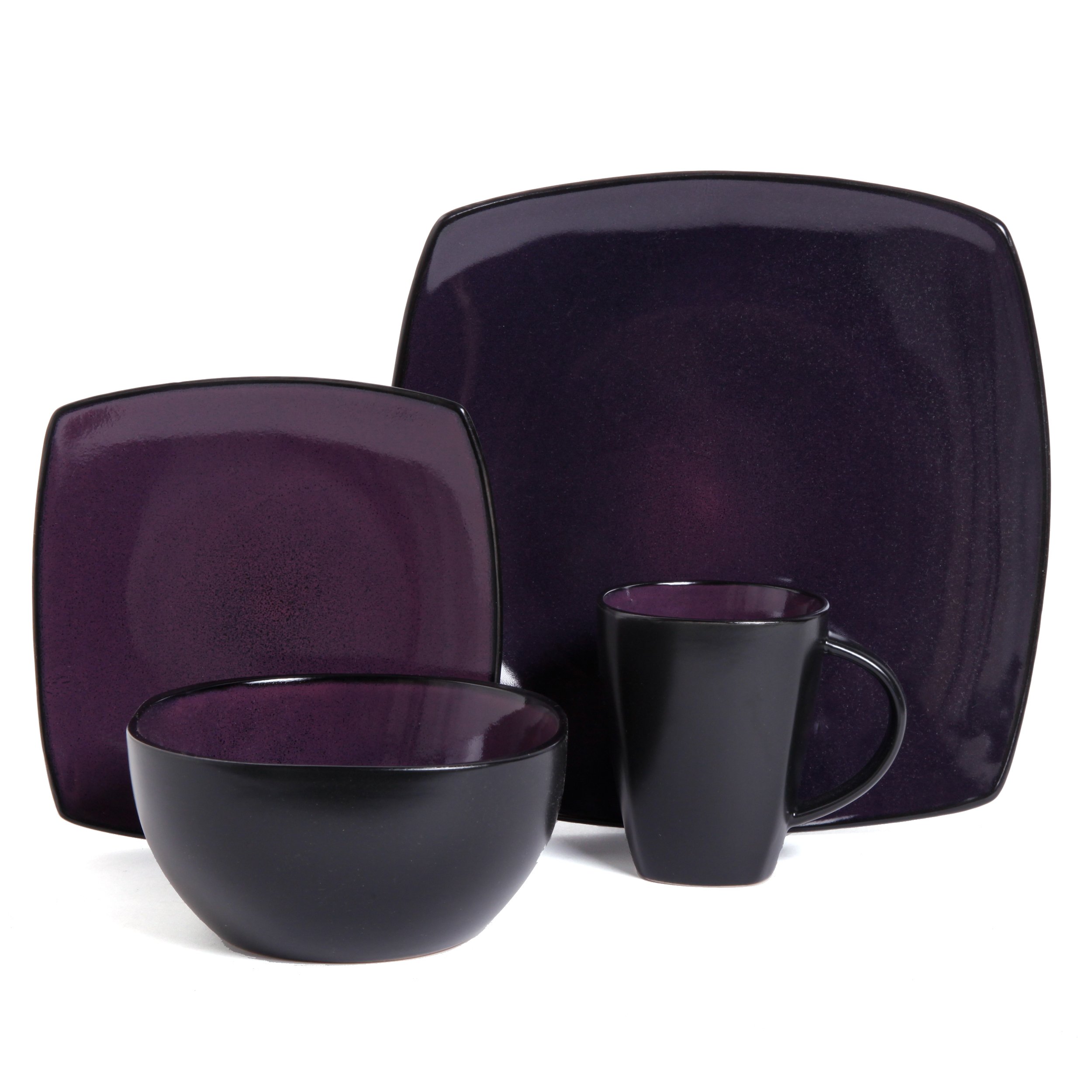 Gibson Soho Lounge Dinnerware set, Square, Purple LAVORIST