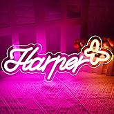 ATTNEON Large Harper Name Neon Sign,LED Name Neon Light for Kids Bedroom,Birthday Party Decoration,Neon Sign Customizable for Wall Decor,Perfect Surprise for Girls,Size 15 * 6.3 inches(JTD0176)