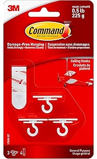 Command Party Ceiling Hook 0 5 Lb Capacity 3 Hooks 4 Strips