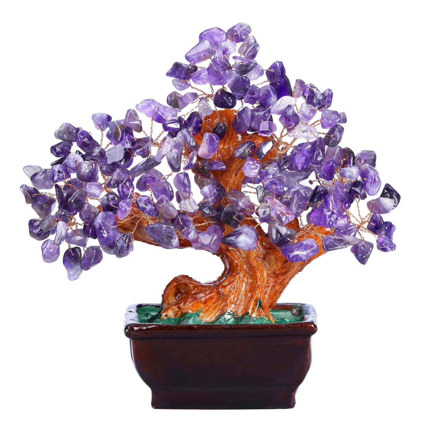 JSDDE Amethyst Crystal Reiki Healing Gemstone Money Tree Feng Shui Crystals Stone Home Office Luck Ornament Decoration 6.3 Inch