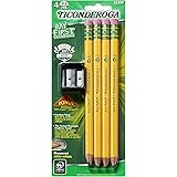 TICONDEROGA My First Pencils, Wood-Cased #2 HB Soft, Pre-Sharpened with Eraser, Includes Bonus Sharpener, Yellow, 4-Pack (333