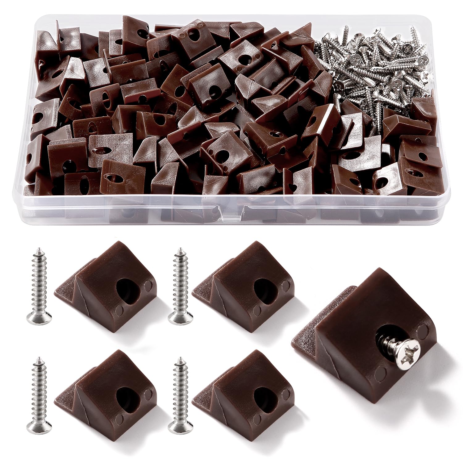VooGenzek 90 PCS Drawer Bottom Sagging Repair Mending Wedges, Drawer Base Support Reinforcement, Furniture Chest Bottom Repair Fixing Mending Wedges, with 90 PCS Screws, 17.5 * 15.5 * 9.5mm (Brown)