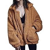 Comeon Winter Coats for Women Shaggy Fur Jacket Fuzzy Faux Shearling Zip Up Oversized Warm Shacket Outwear