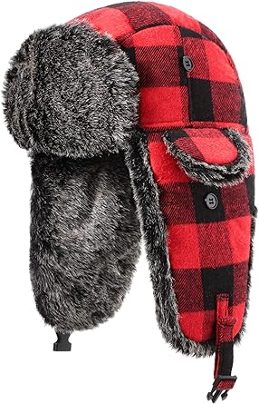 red plaid winter hat