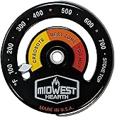 Midwest Hearth Wood Stove Thermometer - Magnetic Stove Top Meter (Made in USA)