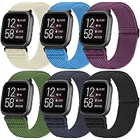YCHDDER 6 Pack Versa Nylon Watch Band Compatible with Fitbit Versa 2 / Fitbit Versa/Versa Lite/Versa SE, Adjustable…