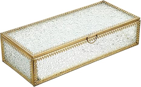 Amazon Bstkey ガラス製 ジュエリーボックス アクセサリーケース キラキラ オシャレ 鏡台 洗面台 多用途 イヤリング ネックレス 指輪 ピアス 時計 コスメ パウダー リップ 口紅収納 ジュエリー アクセサリー コスメ収納ケース ゴールド ジュエリー収納 オンライン通販
