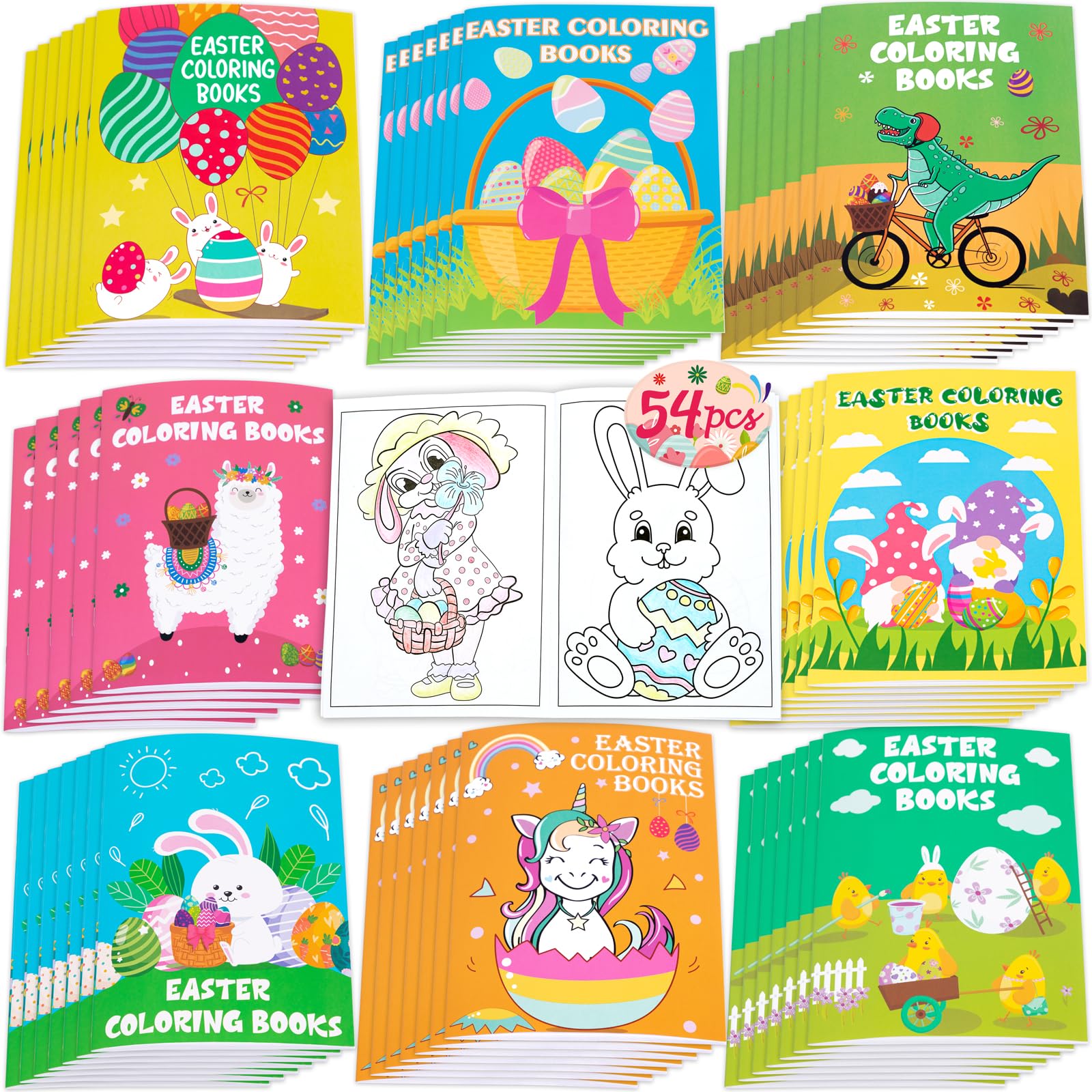 Photo 1 of 90shine 54PCS Easter Coloring Books for Kids-Egg Basket Stuffer Gifts Party Favors Class Activity Supplies Decorations