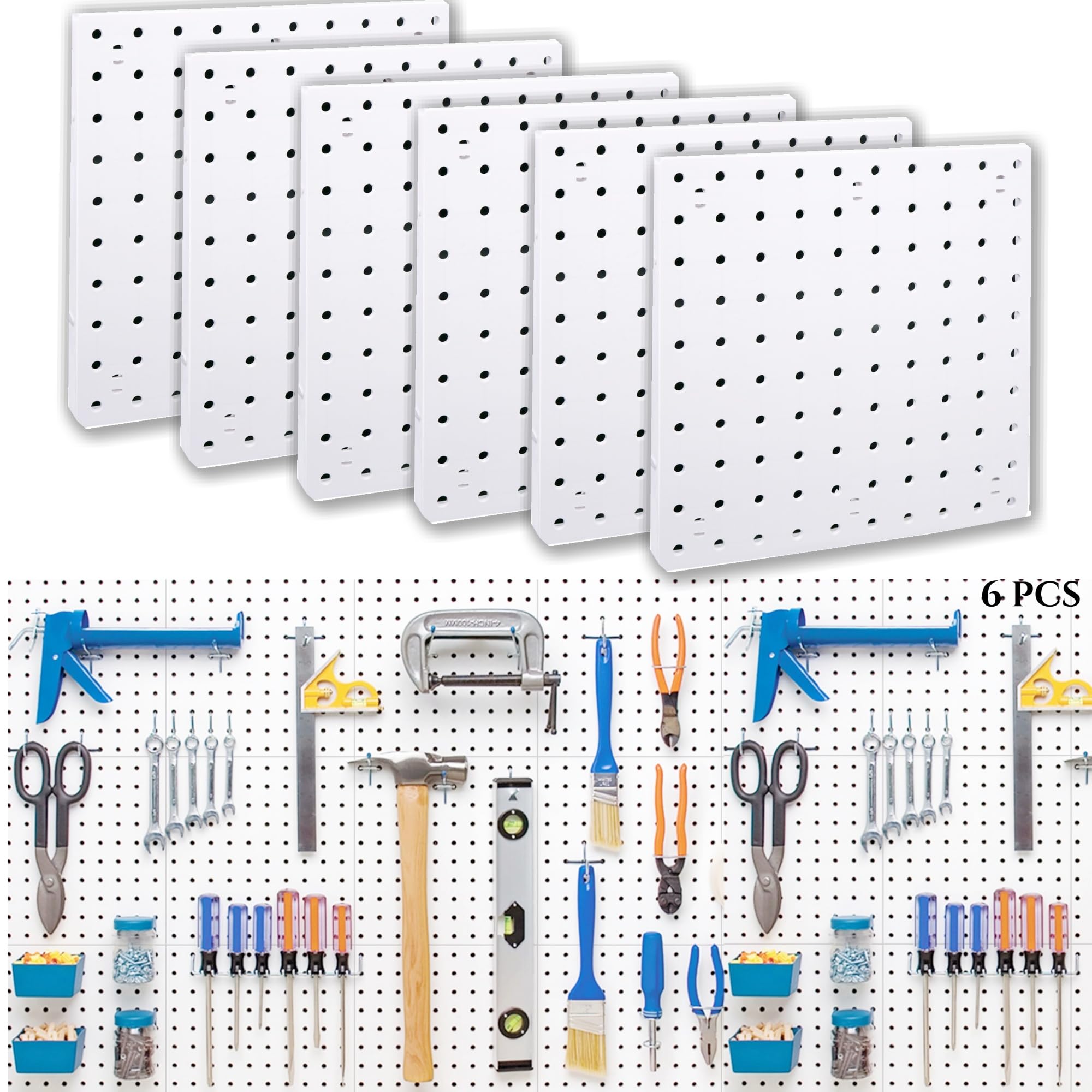 Photo 1 of **DAMAGED** LANSI Peg Board, Peg Board Wall Organizer Panels, White Pegboard Wall Mount, ABS Pegboard for Craft Room Garage Kitchen Workshop, ABS Peg Boards Easy Installation (White)