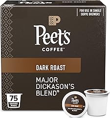Peet's Coffee, Dark Roast Keurig K-Cup Pods - Major Dickason's Blend 75 Count (1 Box of 75 Pods)