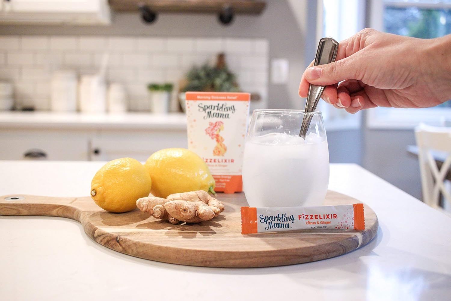 Sparkling Mama's Morning Sickness Relief ~ Citrus & Ginger | Dr. Approved Effervescent Bubbly Anti-Nausea Drink Mix (Vitamin B6, Folic Acid & Magnesium), 8-Count: Health & Personal Care