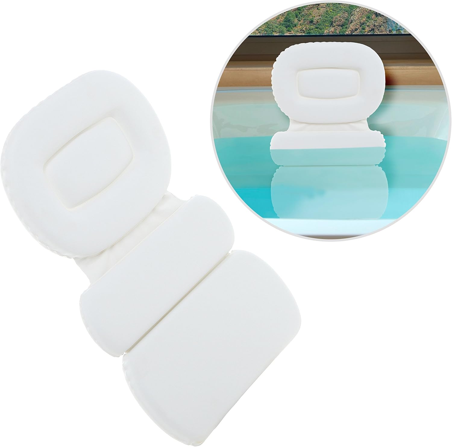 MyGift Soft Luxurious Foam Padded Large White Spa Bath Pillow/Hot Tub Head & Back Cushion: Home & Kitchen