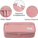 WEMATE Large Pencil Case 9x4.3x2.4in 5 Compartments Canvas Pink view 5