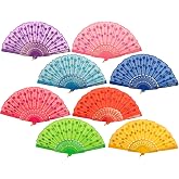 QIRMIZI 8 Pcs Festival and Wedding Fans &ndash; Handheld Spanish Hand Fans for Women &ndash; Foldable Bulk for Parties, Church, Dancing, Music Festivals, Carnivals, EDM Events Decor,Mixed