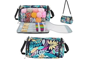 Dasonwin Large Yarn Storage Organizer,Waterproof Crochet Shoulder Bag for Women, Portable Knitting Bag with Pockets for Crochet Hooks, Knitting Needles&Accessories, Perfect Travel Gift for Crocheters