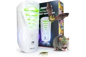 PESTJET New 2025 Ultrasonic Pest Control Device – Plug-in Indoor Rodent Deterrent for Mice, Bats, Insects, and Squirrels – Electronic Unit with Sound and Electromagnetic Wave