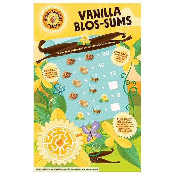 POST HONEY BUNCHES OF OATS VANILLA BREAKFAST CEREAL, VANILLA CEREAL WITH OATS AND GRANOLA CLUSTERS, 18 OZ BOX