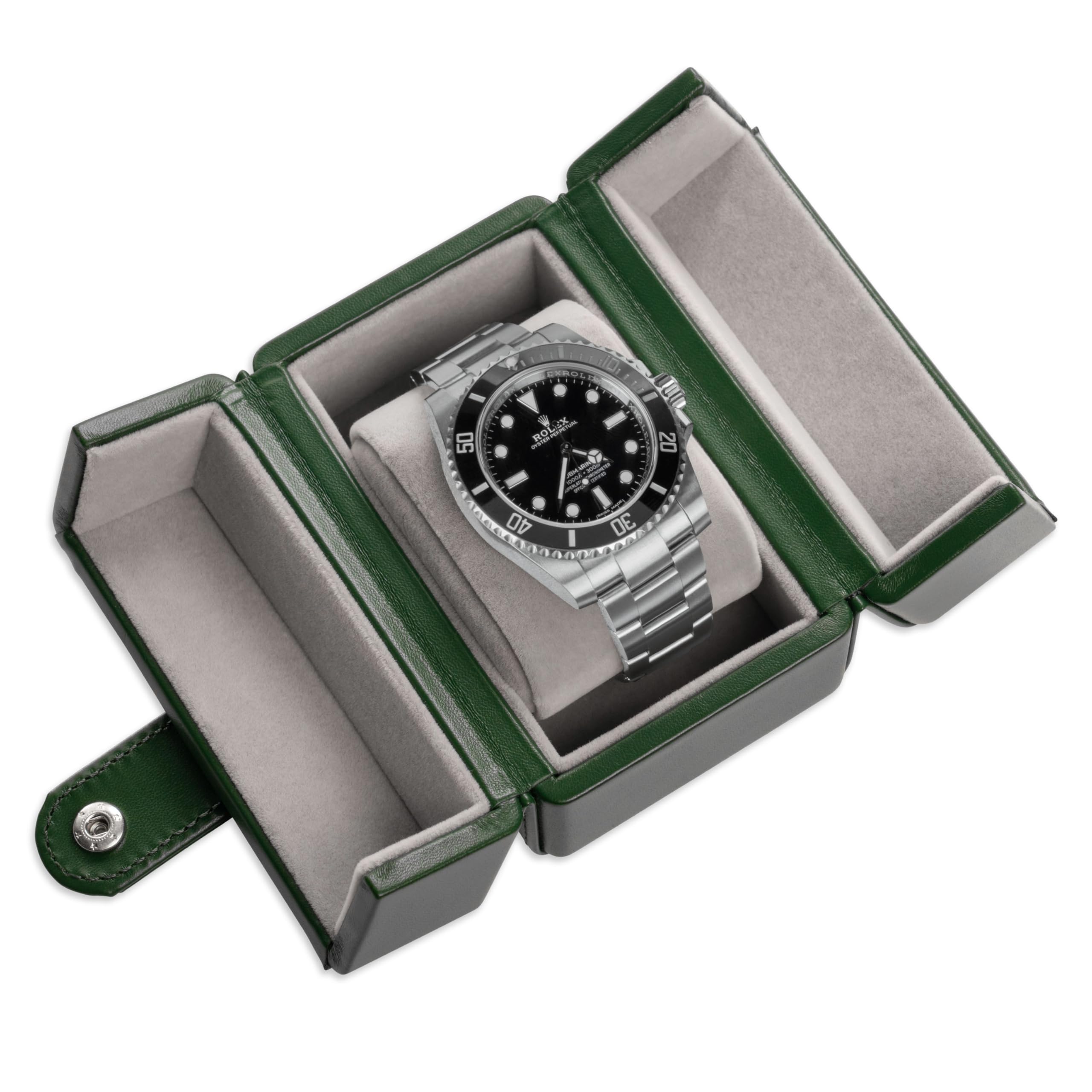 Single Travel Watch Case - Vintage Inspired - Exterior, Soft Microfiber Lining, Fits Up to 42mm Watches - Vegan Leather - Reliable Storage for Home or Travel