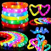 Siwarm 24 Pcs Glow Sticks Toys for Kids, LED Light Up Pop Tubes/Bracelet Party Favors for Kids,Glow in The Dark Party Supplies, Birthday Gifts Xmas Stocking Goodie Bags Stuffers Boys Girls