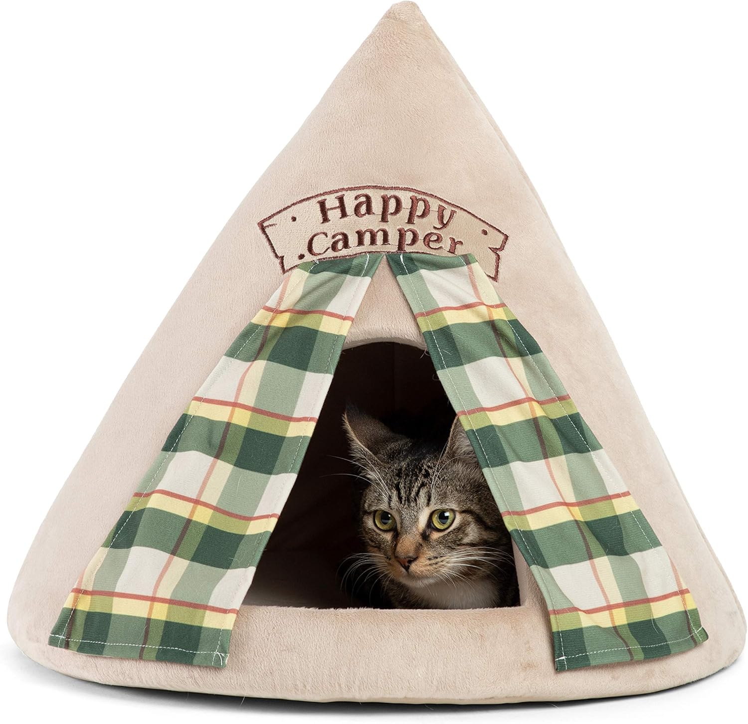 Best Friends by Sheri Novelty Pet Hut in Happy Camper Wheat - 360 Degree Coverage for Comfort and Security, Washable, for Pets up to 15lbs. : Pet Supplies