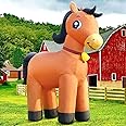 DomKom 6FT Christmas Horse Inflatables Blow up Animals Cute Clydesdale, Decorations Outdoor Yard Built-in LED Lights Big Large Decor Party Farm Lawn Holiday Outside