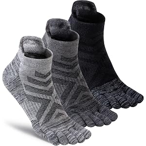 BATTLEDEER Merino Wool Ankle Toe Socks,Enhanced Breathability for Men Women | Prevent Blisters, Thick Cushion, Dynamic Mesh V