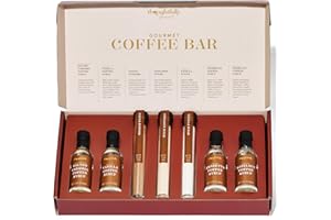 Thoughtfully Gourmet, Coffee Bar Gift Set, Includes 4 Delicious Syrups, 2 Flavored Sugars and 1 Cocoa Powder to Elevate Your Coffee, Set of 7