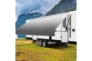 BSTECIAR Motorized Awning for RV, Electric Complete Awning Kit, Pop Up Camper Awning with Light Strip, RV Trailer Awning for Camper, 5th Wheel, Travel Trailers, Toy Haulers, Motorhome-11x8Ft