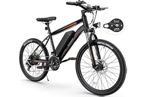 TotGuard Electric Bike for Adults, 26" Ebike 500W Peak Motor, 19.8MPH Electric Bike, Electric Mountain Bike with 374.4WH Removable Battery, Up to 50 Miles, Front Suspension Fork, 21 Speeds