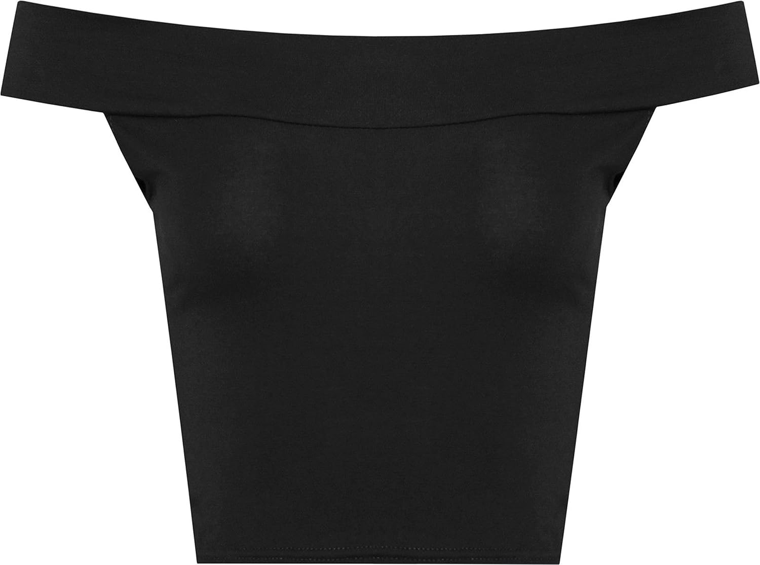 Re Tech UK Crop Top con Spalle Scoperte e Scollo Bardot Tessuto Liscio