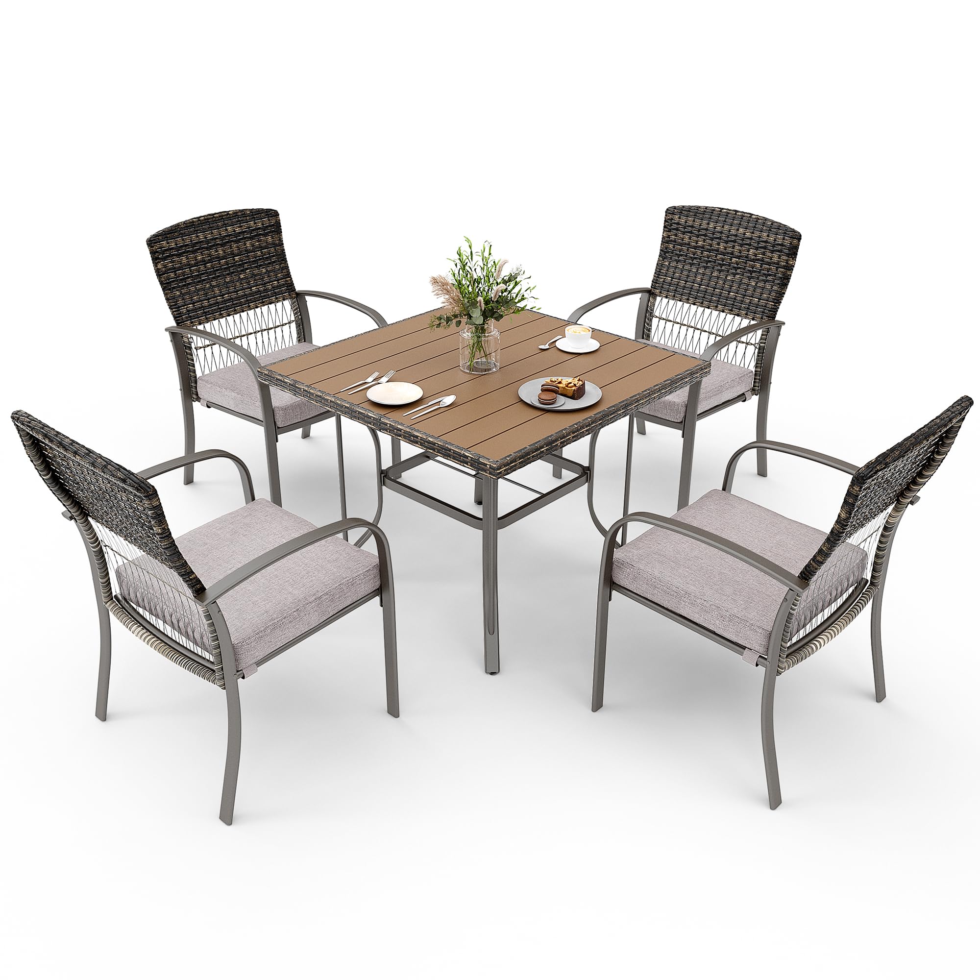 Photo 1 of ***(TABLE ONLY)***
Pamapic Outdoor Furniture Patio Table with Weather-Resistant Iron Slats Table for Backyard, Deck, Garden (Grey)