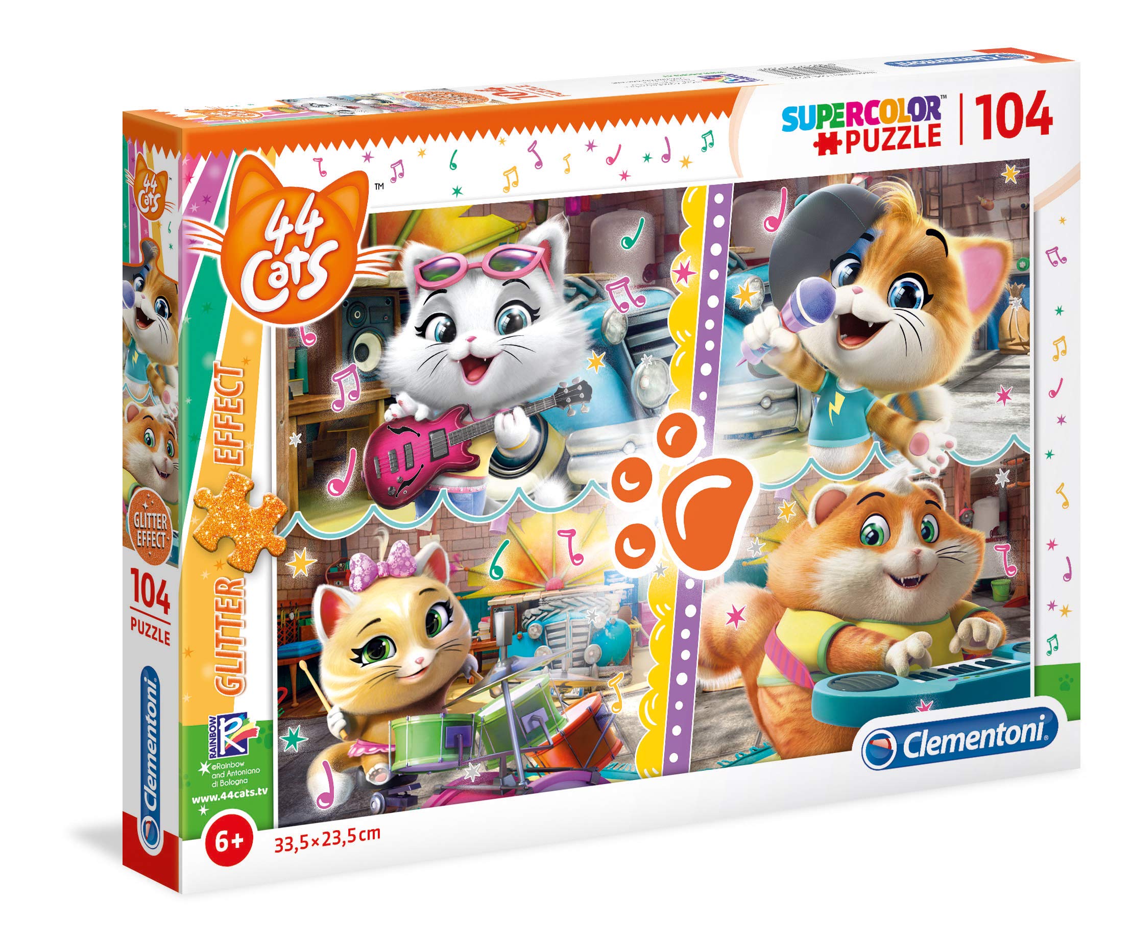 Clementoni - 27539 - Glitter Puzzle - 44 Cats - 104 pieces - Made in Italy - jigsaw puzzle children age 6+