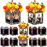 Spiareal 6 Pcs Dia De Los Muertos Ofrenda Altar Decorations Day of The Dead Boxes Table Centerpieces Dia De Los Muertos Picture Frames with Marigold Monarch Butterfly Remembrance Supplies 6x4 Inch