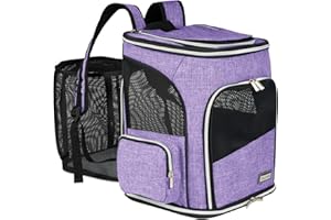 BAGLHER Expandable Pet Carrier Backpack，Pet Backpack for Small Cats Puppies Dogs Bunny, Airline-Approved Ventilate Backpack for Travel, Hiking and Outdoor Use. Purple