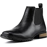JASONSTAR Chelsea Cowboy Boots for Men Square Toe Western Boots Classic Casual Work Ankle Boots-botines para hombre