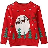 Kids Boys Girls Christmas Sweaters Holiday Reindeer Knit Pullover Sweatshirt Funny Long Sleeve Tops Shirt 2-8 Years