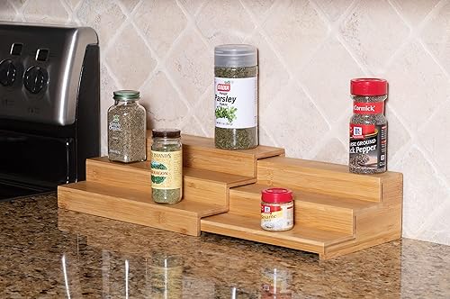 Lipper International 8807 Bamboo Wood Expandable 3-Tier Step Shelf