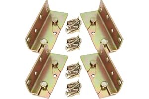 ZOEYES 4 Sets Bed Rail Fittings No-Mortise Bed Rail Brackets Heavy Duty Bed Frame Hardware Rust Proof Bed Frame Connectors with Screws for Headboards, Footboards Hold