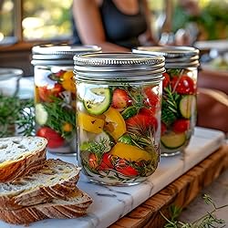 ComSaf Mason Jars 16 oz with lids - 4 Pack, Pint
