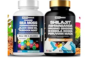 Holistic Hercules Classic Combo Bundle - Sea Moss 3000mg, Black Seed 2000mg, Ashwagandha 1000mg, Shilajit 5000mg, Panax Ginseng 1500mg, Peruvian Maca 2000mg, All in 1 Supplements Pack