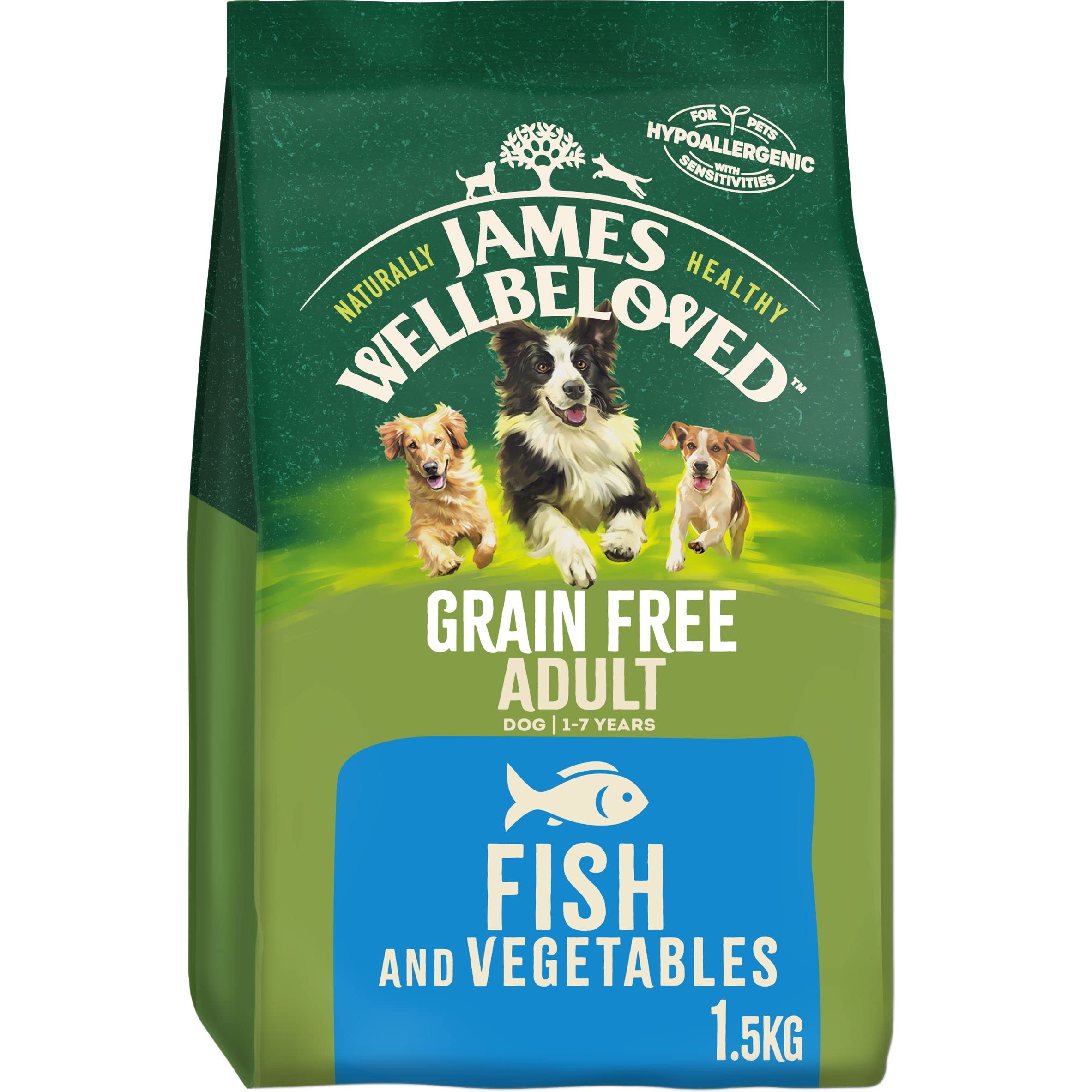 James Wellbeloved Adult Grain-Free Fish & Rice 1.5 kg Bag, Hypoallergenic Dry Dog Food