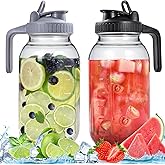 SCIDEA Glass Pitchers with Lid, Set of 2, 64OZ Leak-Proof Airtight Mason Jars, Wide Mouth Water Jugs for Cold Brew Coffee, Iced tea, Milk, Food Storage, Sun Tea Jar.