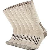 SOX TOWN Men's Merino Wool Cushion Crew Socks Moisture Wicking Control for Outdoor Hiking Work Boot Thermal Warm All Seasons