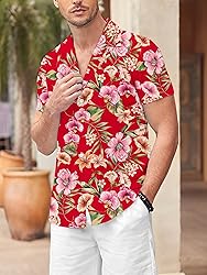 LuckLemocor Hawaiian Shirt Short Sleeve Mens Beach