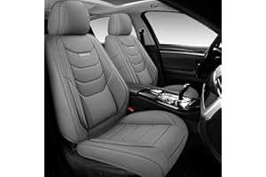 WENNFOUR Car Seat Covers Front Seats Only, Universal Luxury Automotive Car Seat Protector 2 Pack, Waterproof Breathable Nappa Leather Car Seat Cushion for Most Vehicles SUV Pick-up Truck, Grey